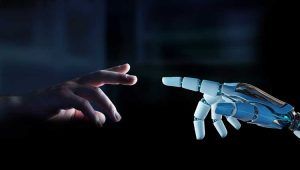 Artificial Intelligence Human and AI hands