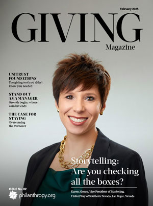 Giving Magazine, Karen Alnso on Cover, United Way Las Vegas, AFP Chapter President